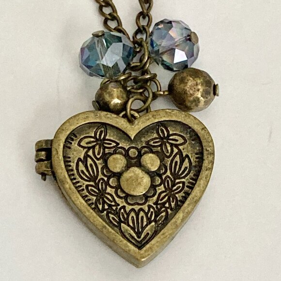 Vintage Disney Hidden Mickey Mouse Heart Locket Necklace Disneyana 30" Gold Tone - Picture 2 of 11
